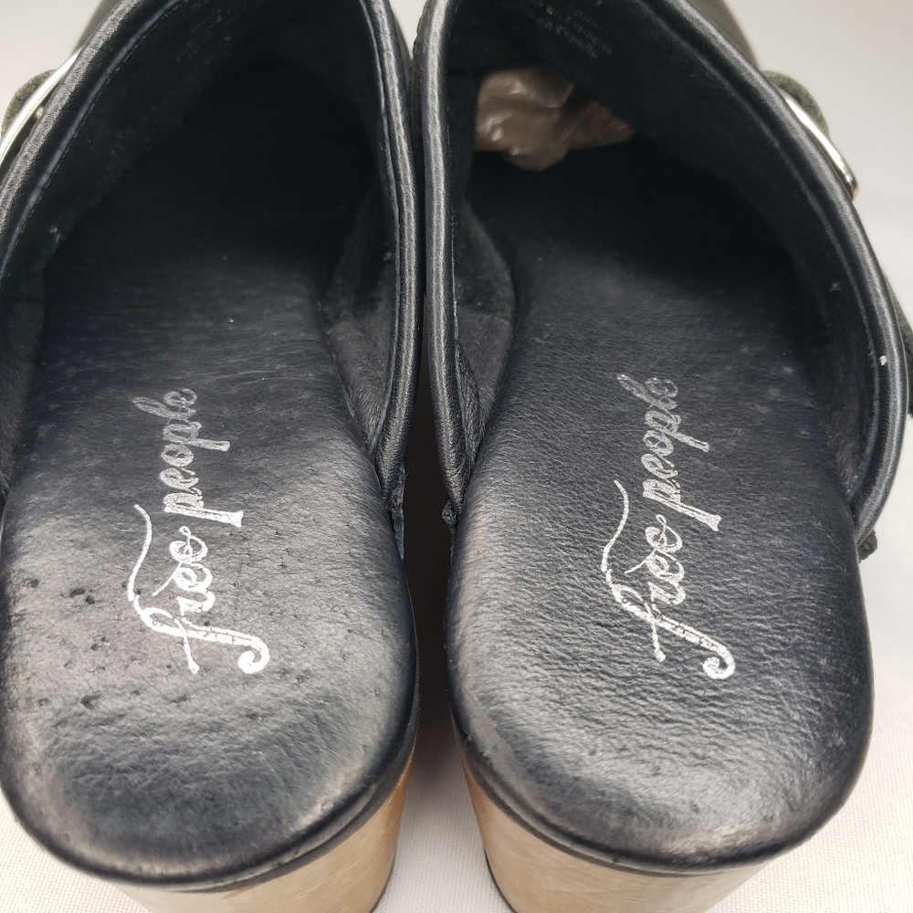 Free People Culver City Platform Wooden Black Clogs Studds Size 40 EU 10 US - Picture 12 of 14